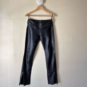 Y2K Low Rise Biker Riding Moto Grunge Zip Pocket Black Leather Pants Size 2